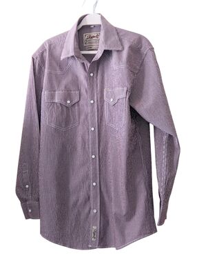 RAFTER Cowboy Shirt Snap Front Long Sleeve Cotton Men L